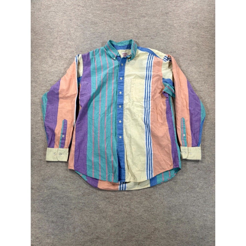 Brooks Brothers Shirt Mens Medium Multicolor Striped All Cotton Button Down
